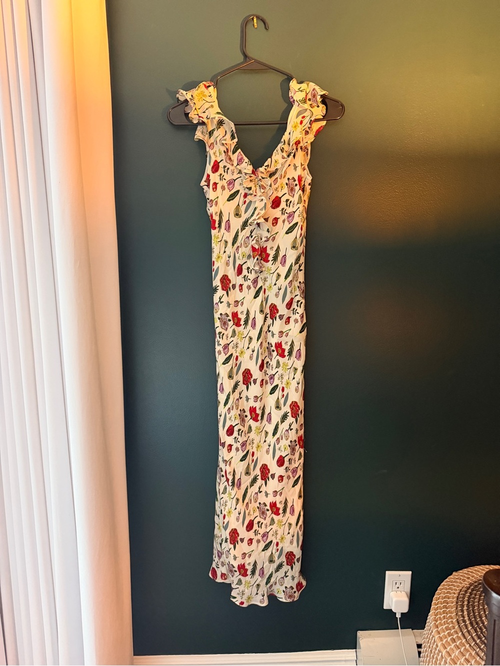 Stone Cold Fox White Maxi Dress with Red & Green Floral